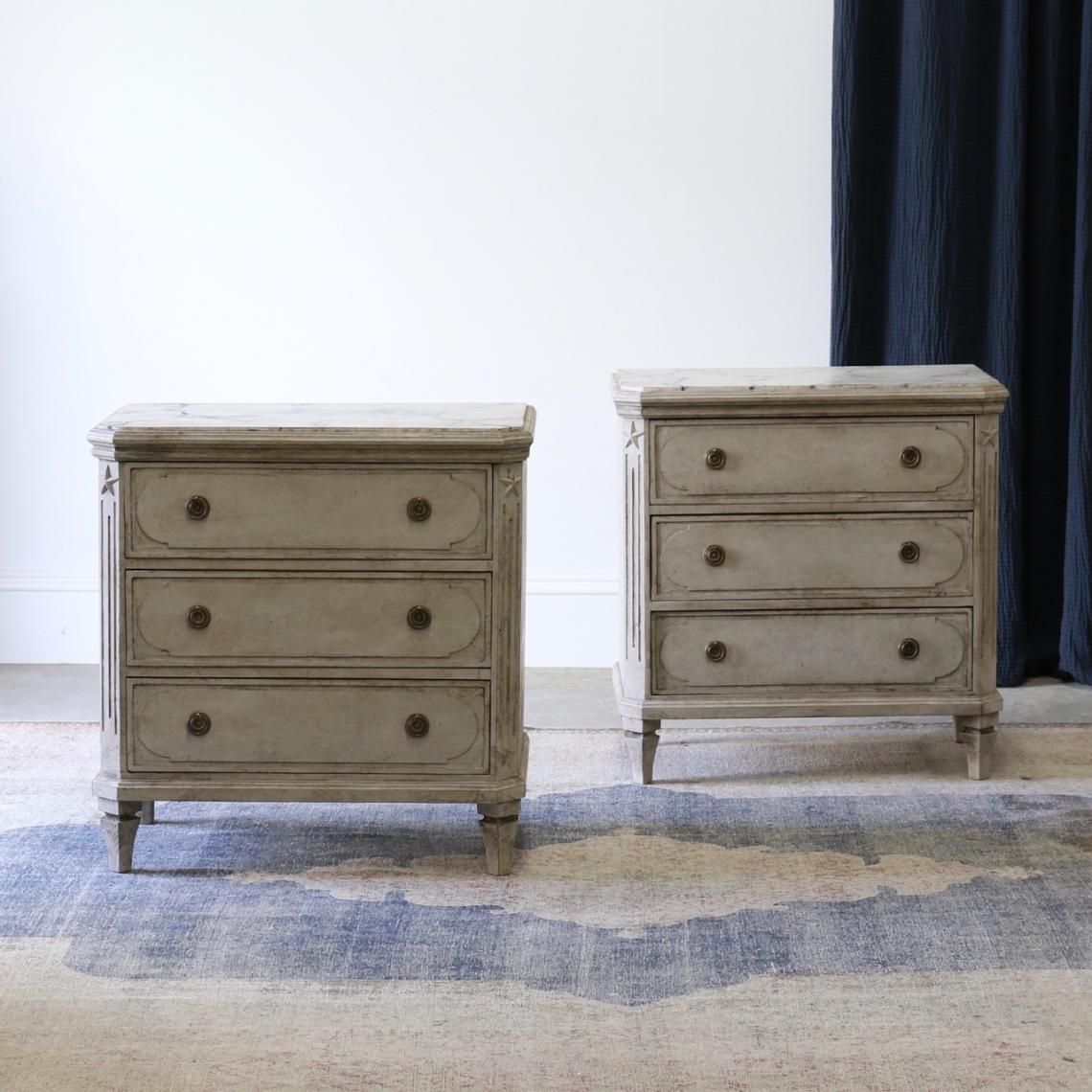 Pair of Swedish Commodes / Gustavian Grey